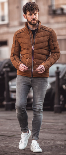 Quilted Puffer Jacket in brown color Quilted Puffer Jacket in brown color