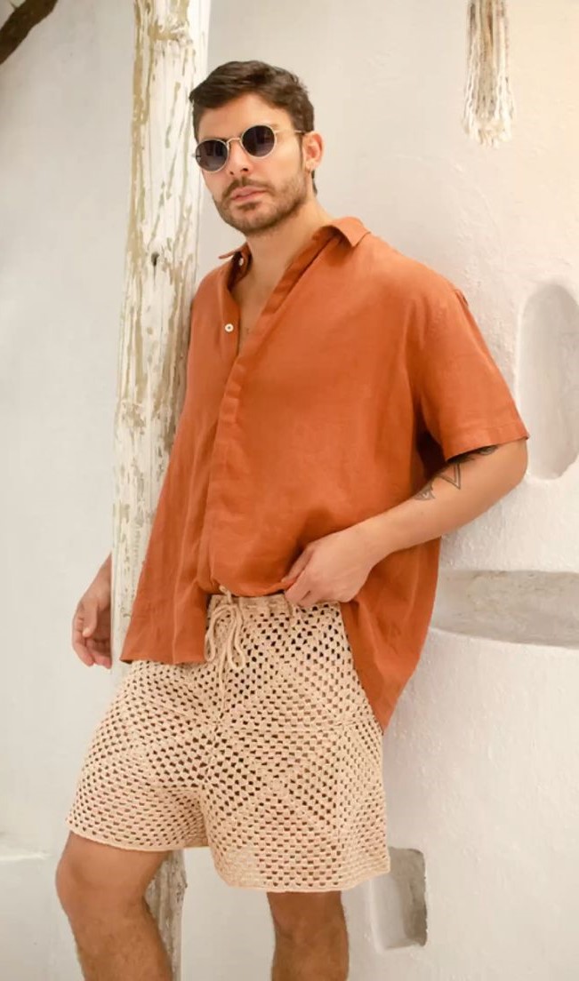 Cream Crochet Shorts for Men Cream Crochet Shorts for Men