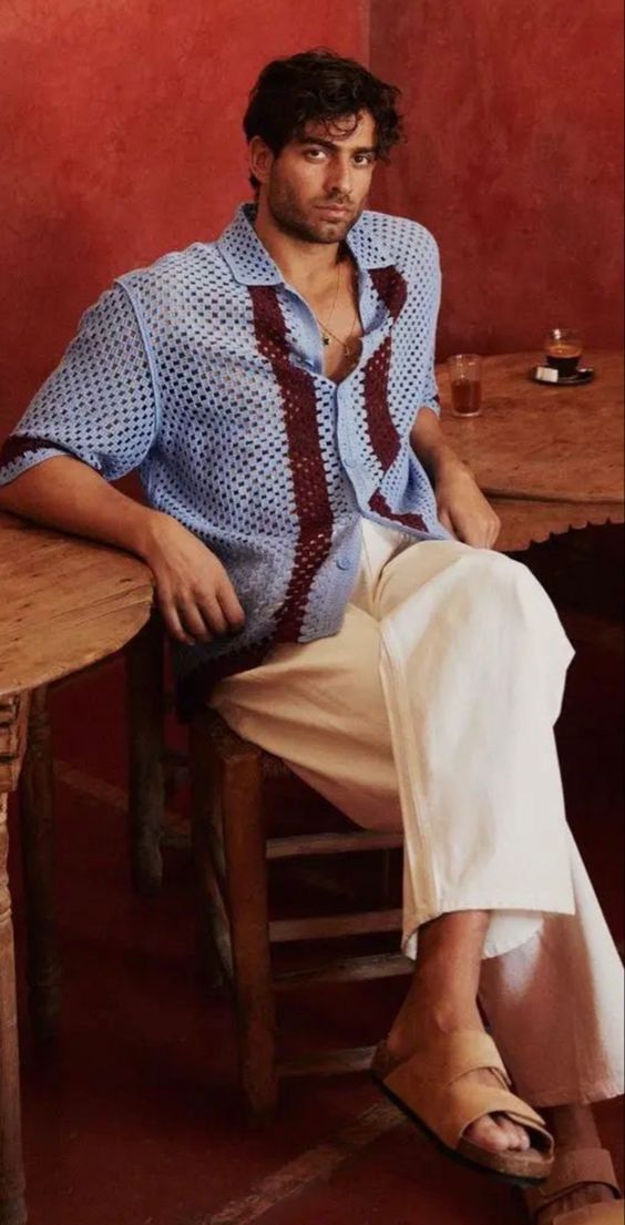 Crochet Shirt Outfit Look Crochet Shirt Outfit Look