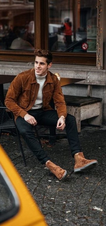 Black Jean with Brown Leather Boots Black Jean with Brown Leather Boots