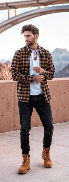 Flannel Shirt With Denim Jeans and Boots Flannel Shirt With Denim Jeans and Boots