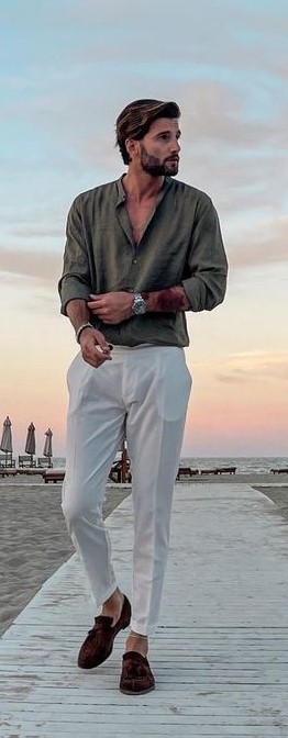 White Linen Pants With Moccasions White Linen Pants With Moccasions