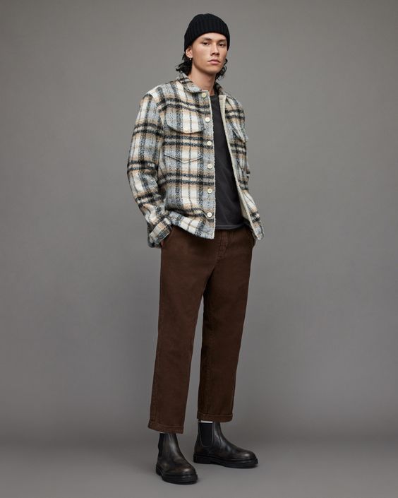 Corduroy Pants with Flannel Shirt