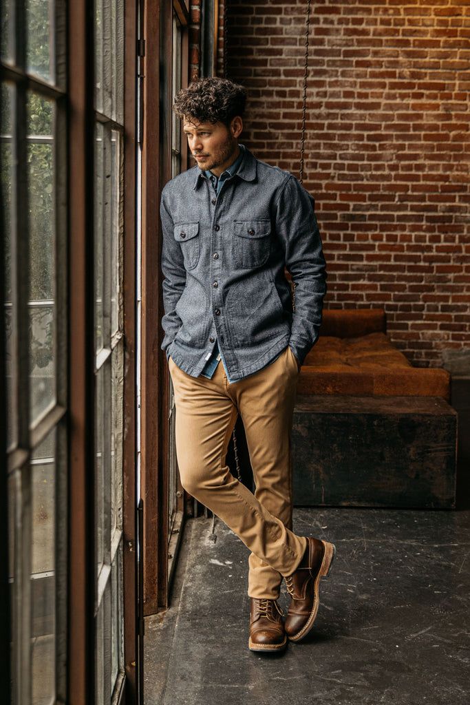 Demin Shirt With Khaki Pants and Boots Demin Shirt With Khaki Pants and Boots