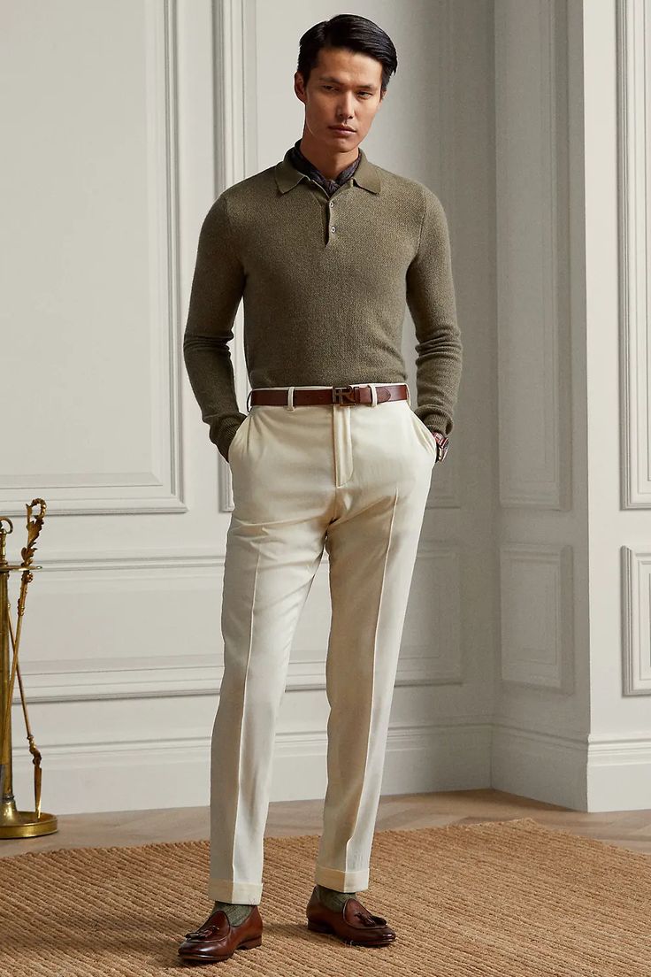 Green Polo Shirt With Long Sleeves Green Polo Shirt With Long Sleeves
