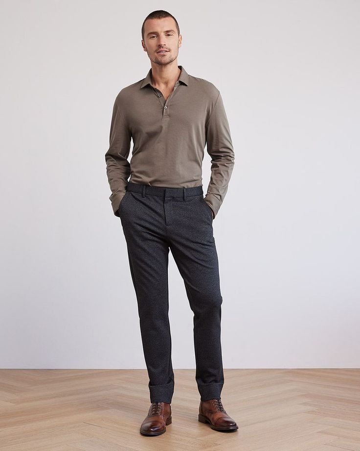 Long-Sleeve Polo with Dress Pants Long-Sleeve Polo with Dress Pants