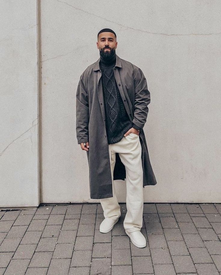 Grey Coat With Knit Sweater Grey Coat With Knit Sweater