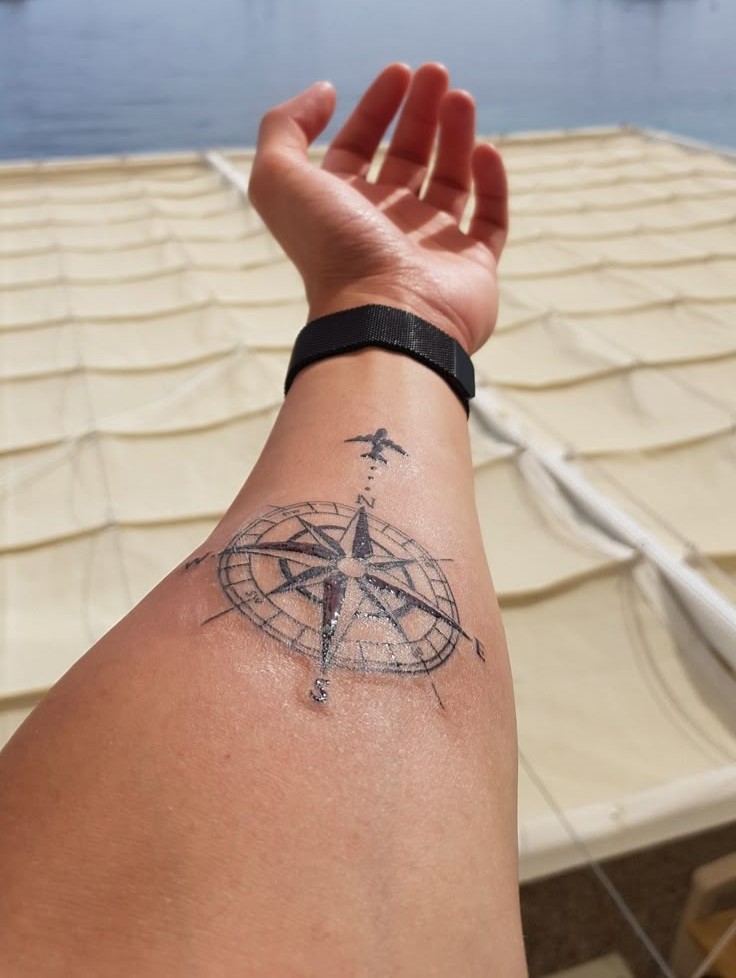 Compass Tattoo Symbolizes on Forearm Compass Tattoo Symbolizes on Forearm