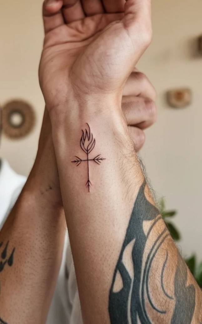 Cross Symbols Tattoo Near Wrist Cross Symbols Tattoo Near Wrist