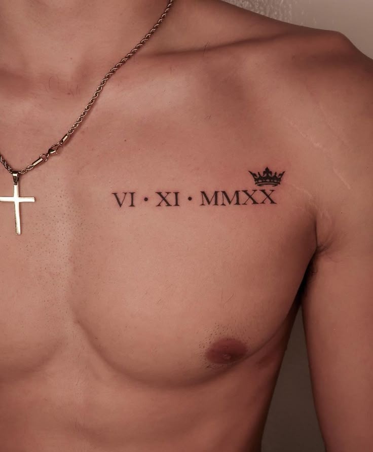 Roman Numerals Chest Tattoo Roman Numerals Chest Tattoo