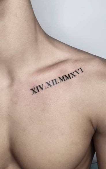 Roman Numerals on Collarbone Tattoo Roman Numerals on Collarbone Tattoo
