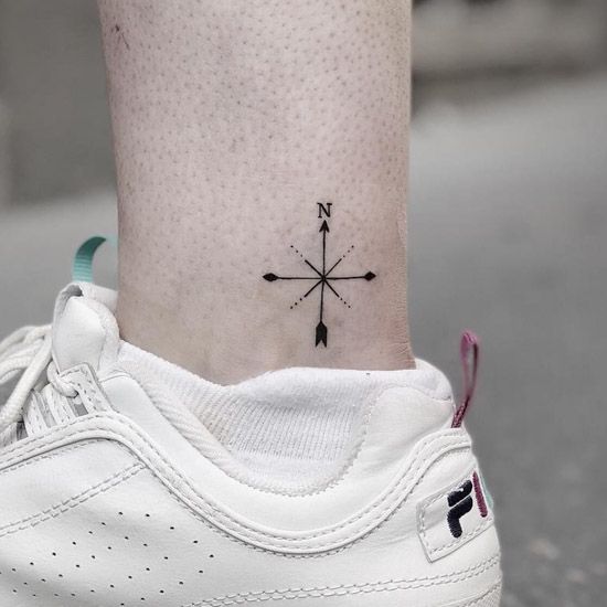 Tiny Compass Ankle Tattoo Tiny Compass Ankle Tattoo