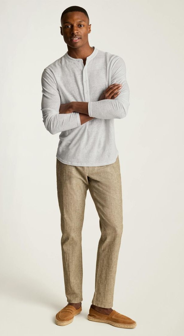 Moccasins with Khakis and Henley Shirt Moccasins with Khakis and Henley Shirt