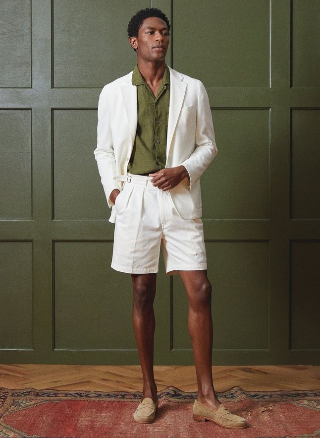 Suede Loafers with Tailored Shorts and Blazer Suede Loafers with Tailored Shorts and Blazer