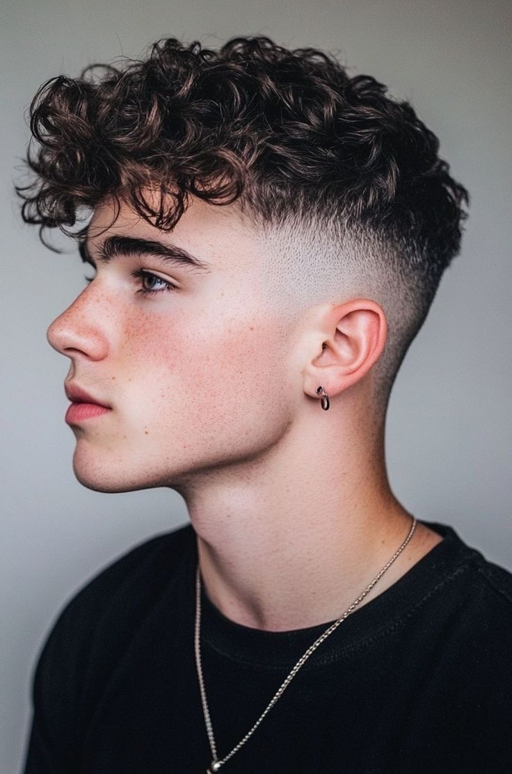Taper Fade with Short Curls Taper Fade with Short Curls