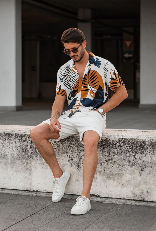 Floral Shirt With White Shorts Floral Shirt With White Shorts