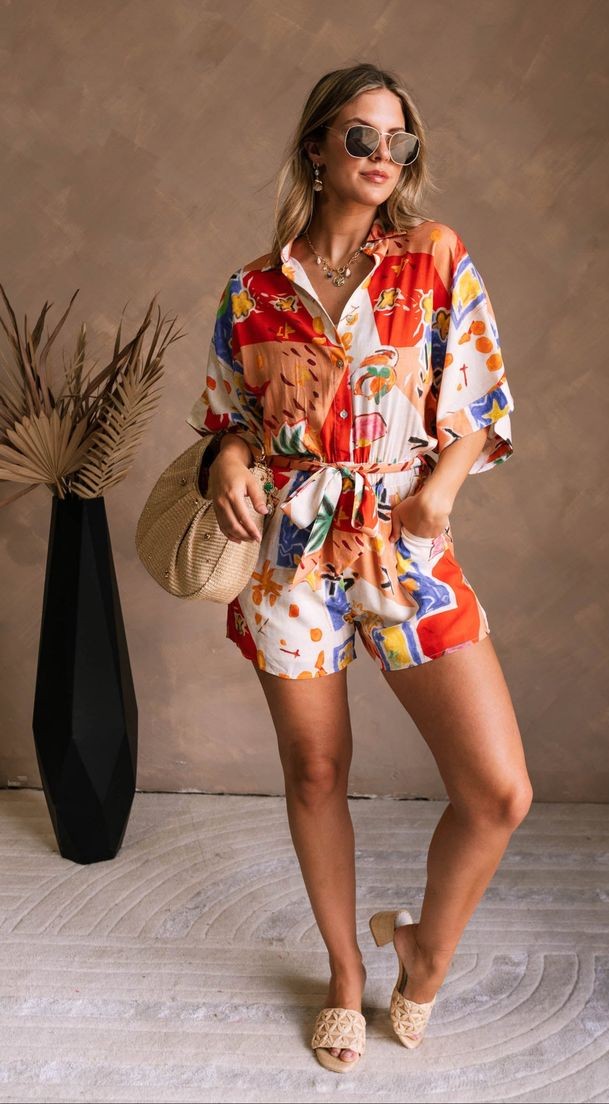 Playsuit in a Matching Tropical Print Playsuit in a Matching Tropical Print